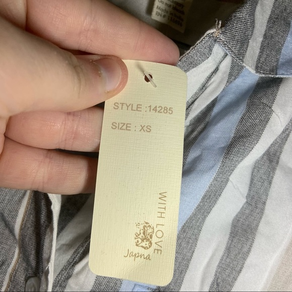 NWT Japna Multicolor Striped Button front Short Sleeve Dress XS - Picture 7 of 11